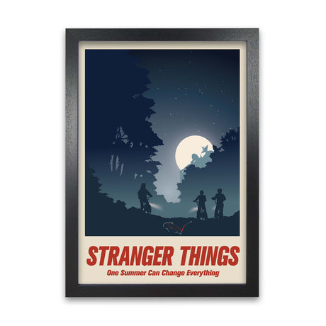 stranger things poster in a black frame