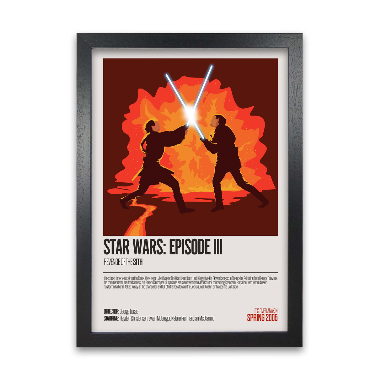 star wars revenge of the sith poster in a black frame