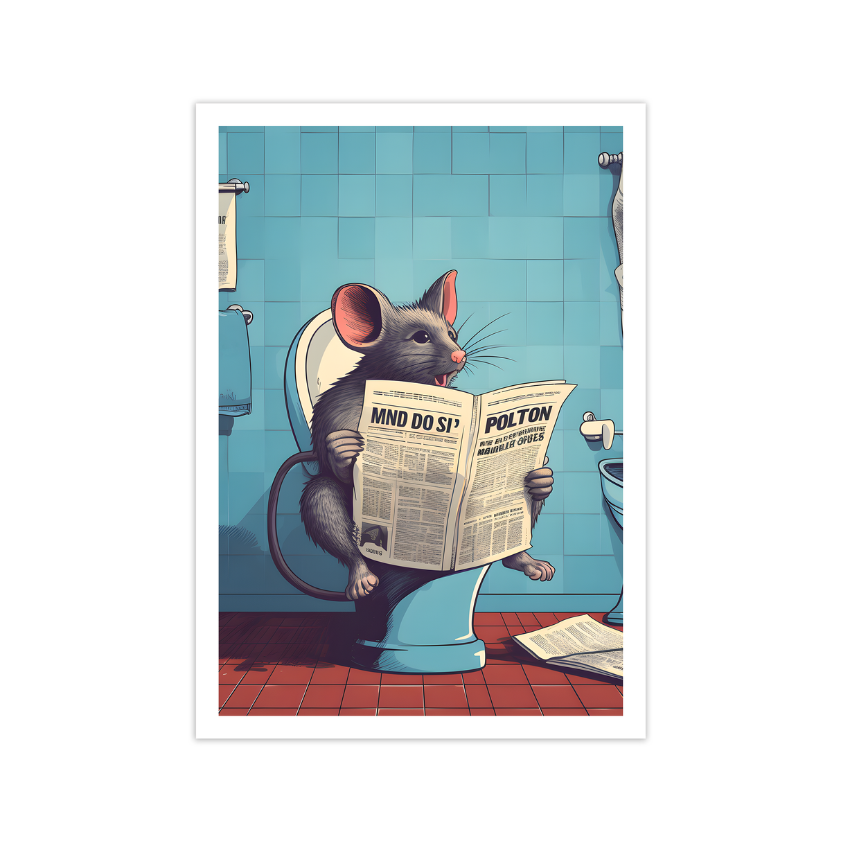 Mouse on Toilet Poster