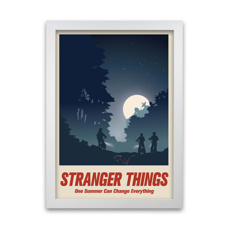 stranger things poster in a white frame