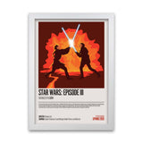 star wars revenge of the sith poster in a white frame