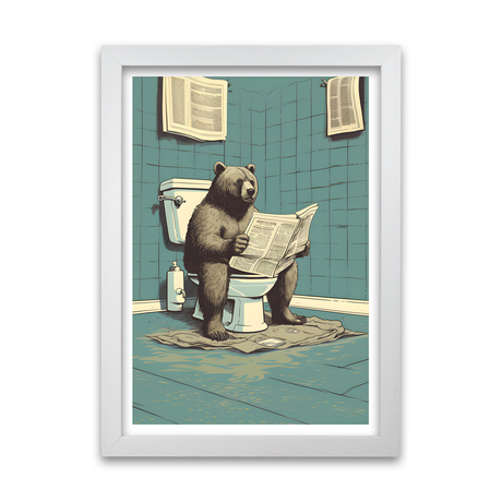Bear on Toilet Poster